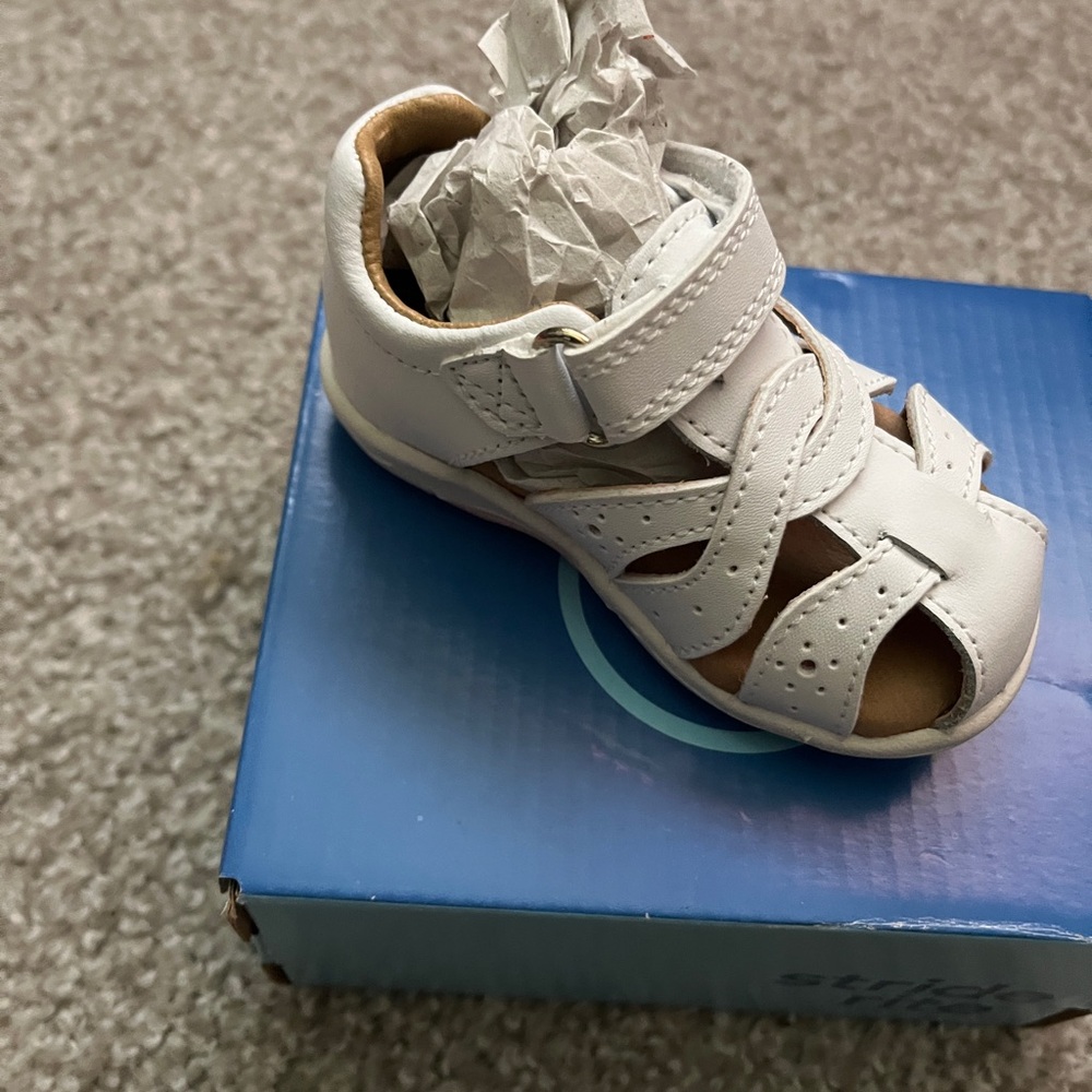 Stride Rite White Sandals Closed-Toe Design Adjustable Strap